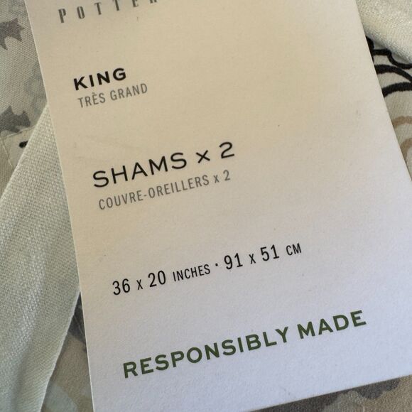 Pottery Barn Celeste Damask Cotton Percale Sham King Set of 2 Neutral Floral NEW - Picture 7 of 7